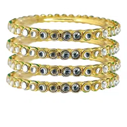 FEMMIBELLA Set Of 4 Gold-Plated Kundan Studded Bangles image 5