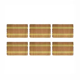 FERRA INDICA 6 Pieces Beige & Brown Striped Madurkathi Table Placemats image 2