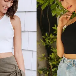 PINOVO Women Pack Of 2 Solid One Shoulder Cotton Crop Top-image-10