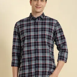 Allen Solly Tartan Checks Spread Collar Slim Fit Opaque Pure Cotton Shirt-picture-17