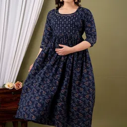 Queens Closet Women Ethnic Motifs Printed Regular Cotton Calf Length Anarkali Kurta image 4