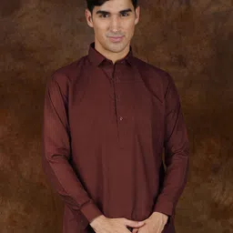 Exotic India Men Solid Cotton Kurta with Pyjama image 5