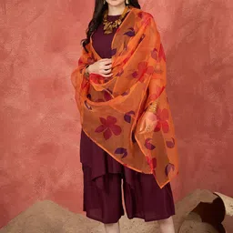 InWeave Women Women Pleated Kurta with Trousers & Dupatta-image-41