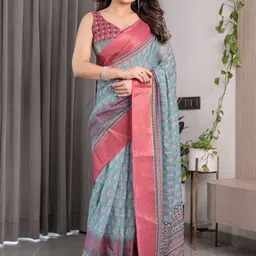 MAHARANI COUTURE Ethnic Motifs Printed Pure Cotton Jamdani Saree-picture-13
