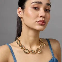 Kushal's Fashion Jewellery Copper Gold-Plated Necklace-image-81