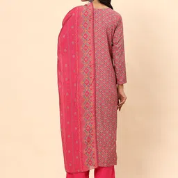 Mamicha Women Ethnic Motifs Printed Regular Pure Cotton Kurta with Trousers & With Dupatta image 5