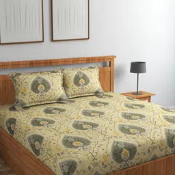 CHHILAKIYA Multicoloured Floral 210 TC King Bedsheet with 2 Pillow Covers-picture-41