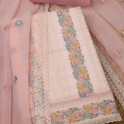 Soch Floral Embroidered Thread Work Silk Chiffon Unstitched Dress Material-image-77