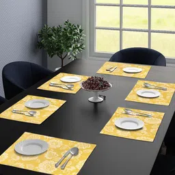 Saral Home 6Pcs Yellow Textured Table Placemats-picture-39