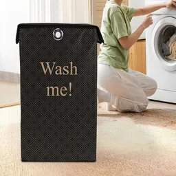 Kuber Industries Black Printed Foldable Laundry Bag 75L image 5