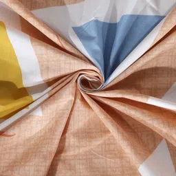 Myntra Elegant Homes Peach & Blue Geometric 300 TC King Bedsheet with 2 Pillow Covers image 3