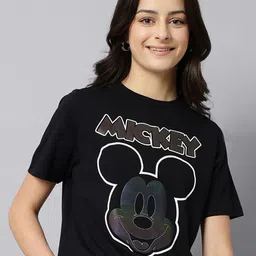 Free Authority Mickey & Friends Printed Pure Cotton Short Sleeve T-Shirt-image-3