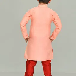 NFC CREATION Boys Ethnic Motifs Embroidered Regular Thread Work Dupion Silk Kurta with Pyjamas image 4