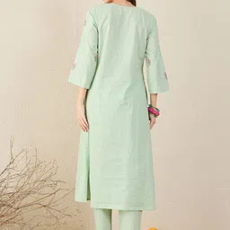 Indo Era Embroidered A-Line Tunic With Trousers image 5
