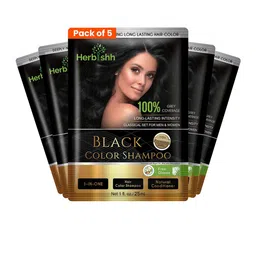 Herbishh Set Of 5 Hair Color Shampoo For Grey Hair With Argan Oil - 25 ml Each - Black-picture-38