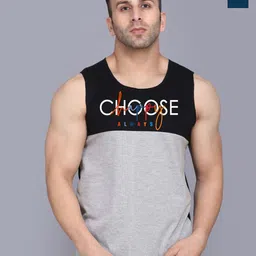 SLOWLORIS Pack Of 2 Printed Combed Cotton Gym Vest VSL26 CMB(CHS BLACKGREY)(GYM PEACOCK)-picture-17