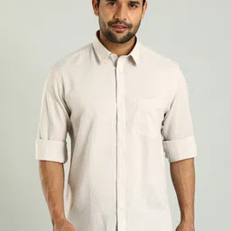Indian Terrain Classic Spread Collar Long Sleeves Slim Fit Casual Formal Shirt-image-95