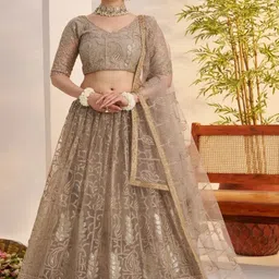 Ethniqlo Embroidered Thread Work Semi-Stitched Lehenga & Unstitched Blouse With Dupatta-picture-41