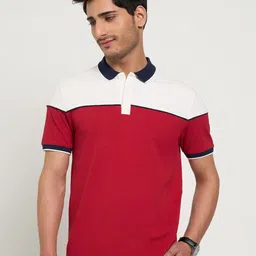 Peregrine by Pantaloons Men Colourblocked Polo Collar Cotton Slim Fit T-shirt-picture-15
