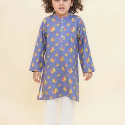 Sethukrishna Boys Floral Printed Mandarin Collar Straight Kurta With Pyjamas image 1