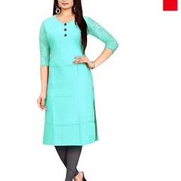 Coft Selection Of 2 Round Neck Thread Work Straight Crepe Kurta-image-99