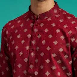 Diwas by Manyavar Men Printed Thread Work Kurta image 2