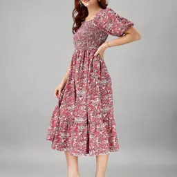 Jash Creation Women Floral Printed Fit & Flare Midi Dress image 4