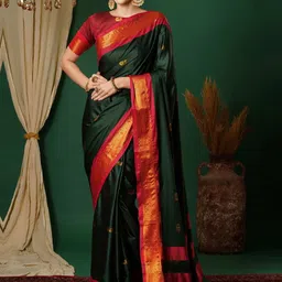 A S CREATION Woven Design Zari Pure Silk Designer Kanjeevaram Saree image 3