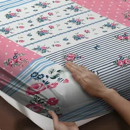 WEAVE AND DECOR White & Pink Floral 300 TC Queen Bedsheet with 2 Pillow Covers image 4