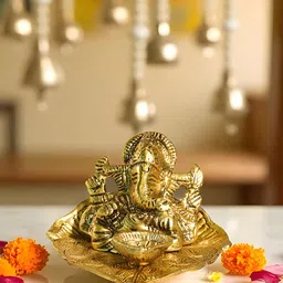 Art Street Gold-Toned Ganesha Religious Idol Showpiece image 2