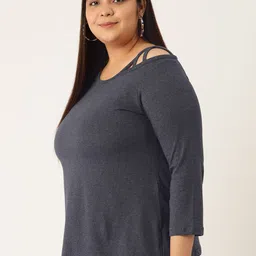 theRebelinme Women Round Neck Pure Cotton Plus Size A-Line Top image 2
