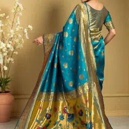 Kalista Woven Design Zari Silk Blend Handloom Paithani Saree image 2