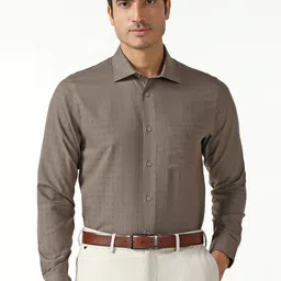 Blackberrys Men India Slim Fit Textured Spread Collar Formal Shirt-image-56