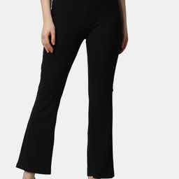 Popwings Women Textured Smart High-Rise Easy Wash Trousers-picture-1