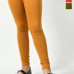 KAYU Girls Pack Of 3 Solid Ankle-Length Lenggings-picture-56
