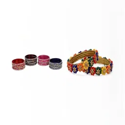 SOMIL Set Of 18 Artificial Stones Studded Glass Bangles-image-64