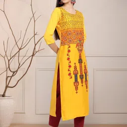 Moda Rapido Women Ethnic Motifs Printed Floral Crepe Kurta image 3