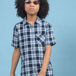 Crimsoune Club Boys Slim Fit Tartan Checks Checked Casual Shirt-image-86