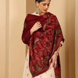 Tweedle Ethnic Motifs Woven Design Zari Shawl image 2