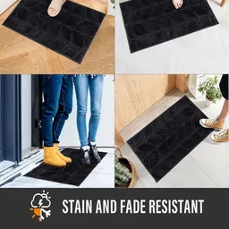 Aura 6-Pcs Grey & Brown Patterned Rectangular Anti Slip Durable Doormats image 4