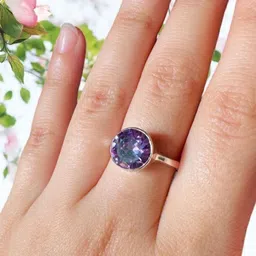 GenZcomplex Silver-Plated Brass Amethyst Finger Ring-picture-11