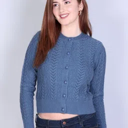 The Roadster Lifestyle Co. Self Design Round Neck Acrylic Cardigan Sweaters-picture-25