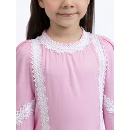 Sangria Girls Pink Pure Cotton Kurta with Sharara image 3