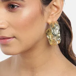 StyleCast Gold-Plated Semi Circular Shaped Half Hoop Earrings image 3