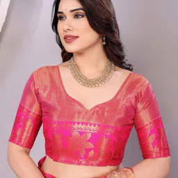 yourwish Ethnic Motifs Zari Silk Cotton Banarasi Saree image 2