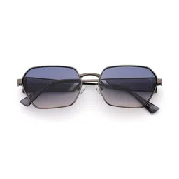 MacV Unisex Blue Lens & Gunmetal-Toned Rectangle Sunglasses with image 5