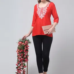 ERUDITE CLUB Ethnic Motifs Embroidered Chikankari Chikankari Kurti image 2