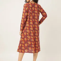 SPARSA Floral Print A-Line Midi Dress image 2