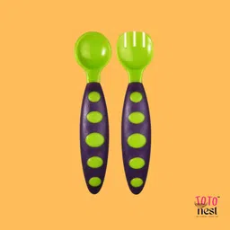 toto nest Gentle Bite Baby Spoon Set - Feeding Spoon and Fork - BPA Free, Soft PP - Food Grade Plastic image 2