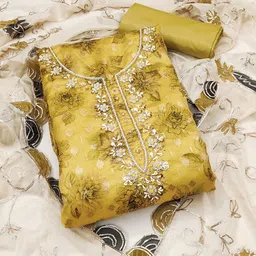 MANVAA Embellished Unstitched Dress Material image 2